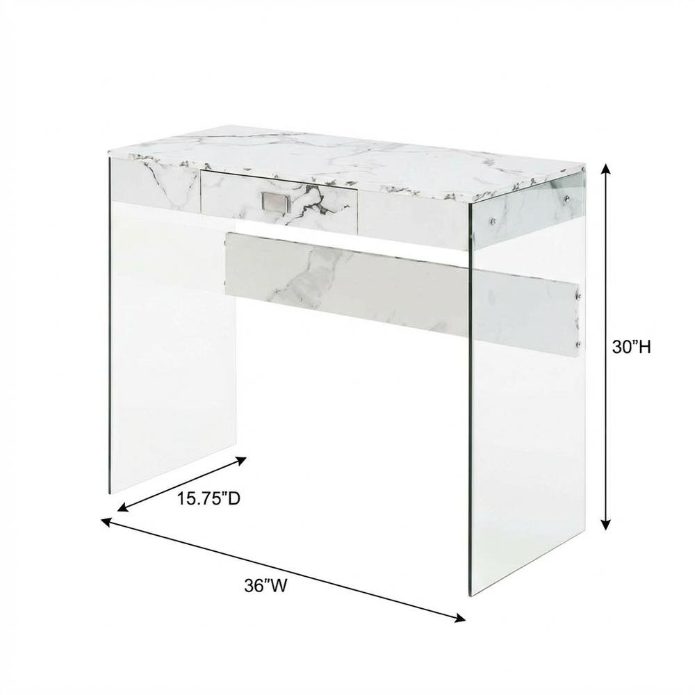 White Marble And Glass Office Desk With Modern Contemporary Style
