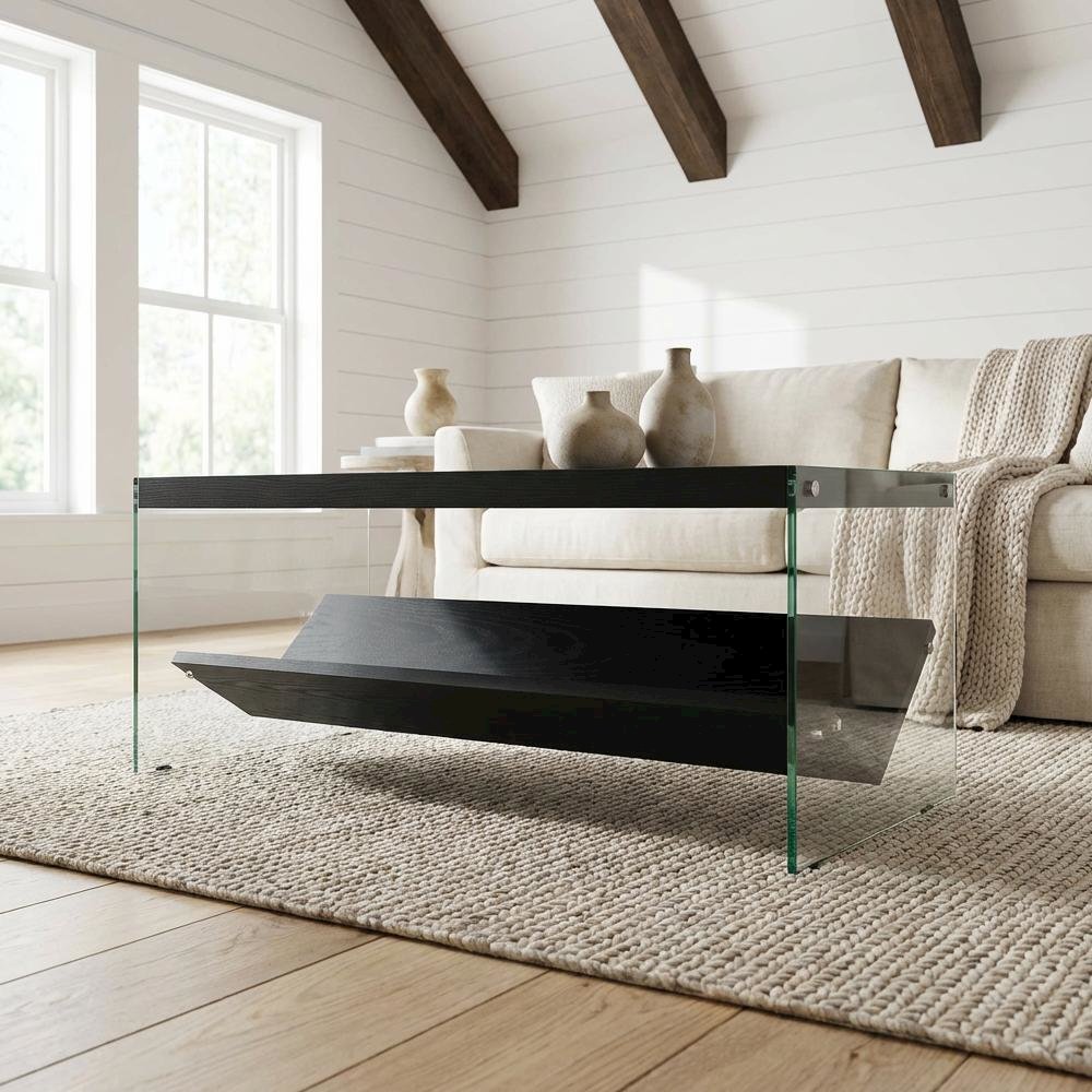 Glass Coffee Table with Shelf Contemporary Style and Sturdy Design
