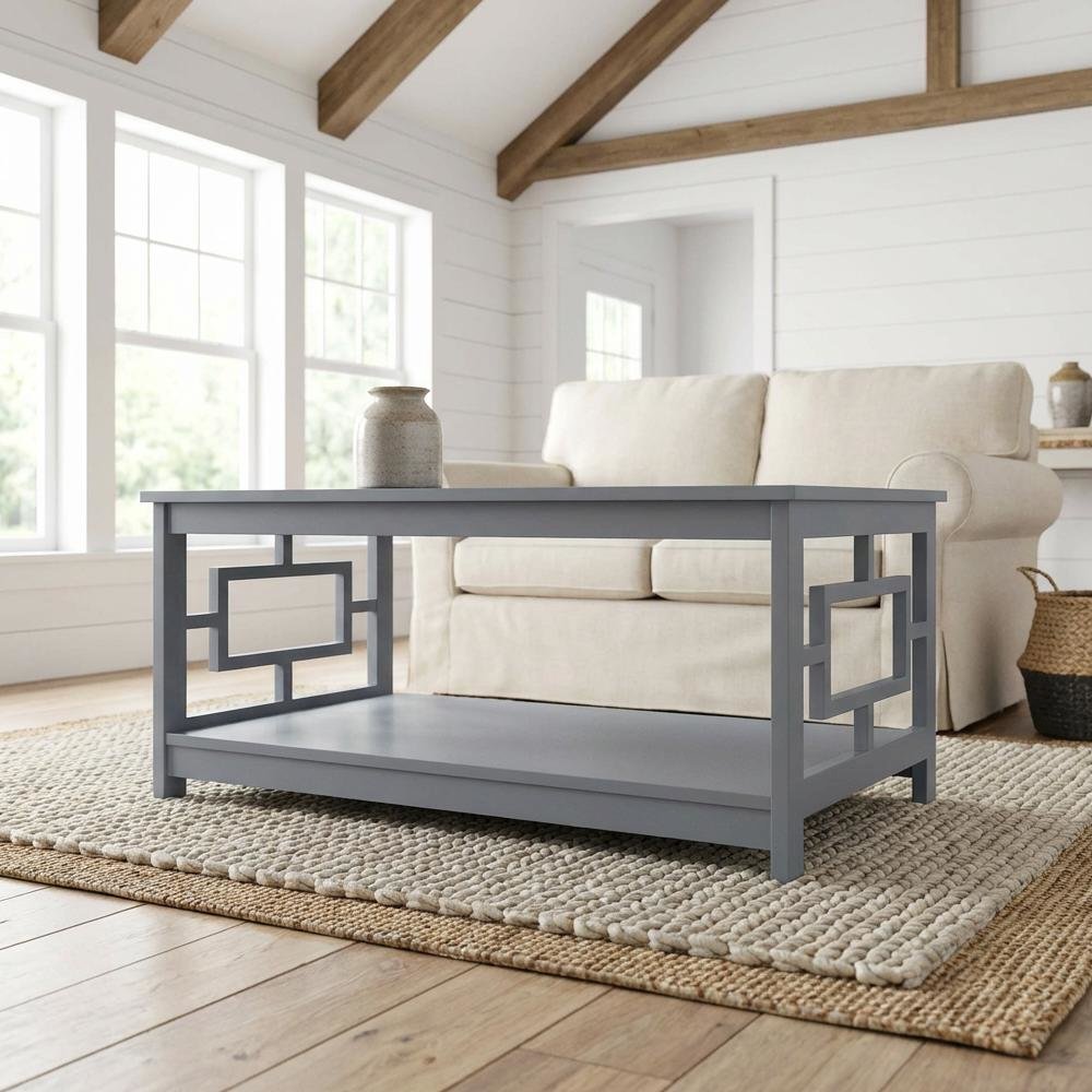 Gray Coffee Table with MDF Shelf and Storage Space in Multiple Finishes