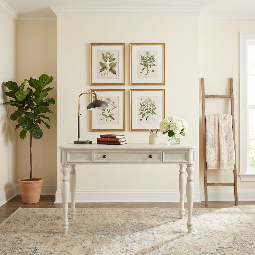 Classic White Desk with Ample Storage and Durable MDF Construction