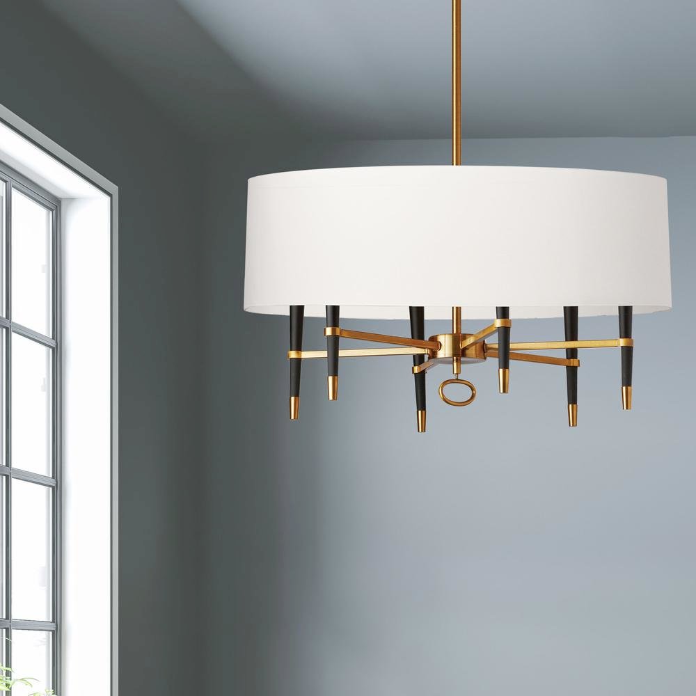 6LT Incandescent Chandelier, VB, Wht Shade
