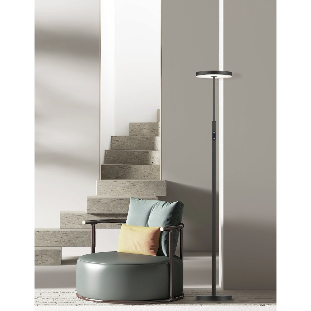 30W Floor Lamp Sand Black with White Acrylic Diffuser