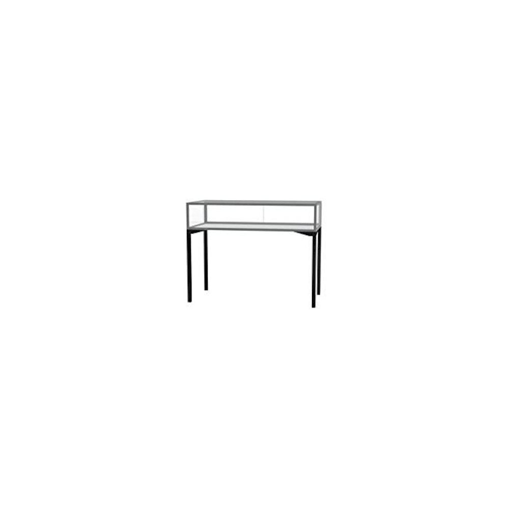 Keepsake 48"W x 10"H x 24"D Table Top Four Leg Case, Sliding Door, Satin Finish