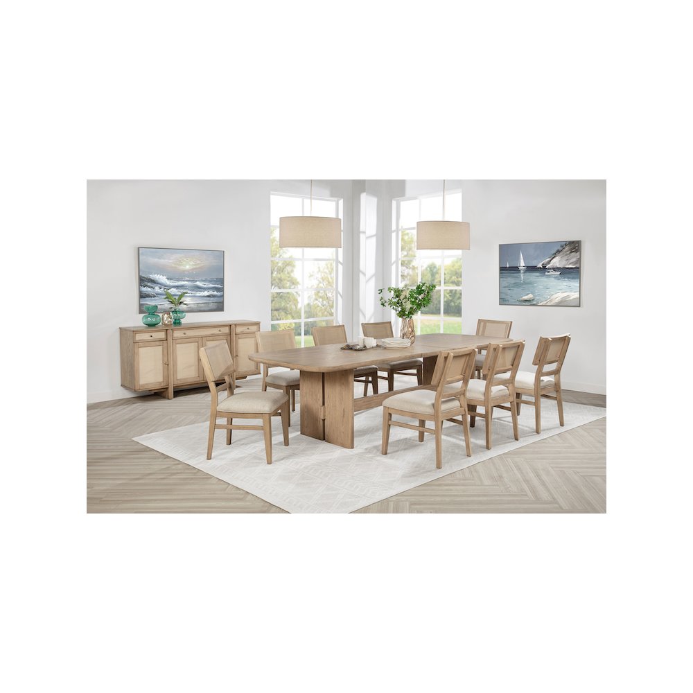 Kailani Radio Weave Cane Dining Side Chair Beige Oak