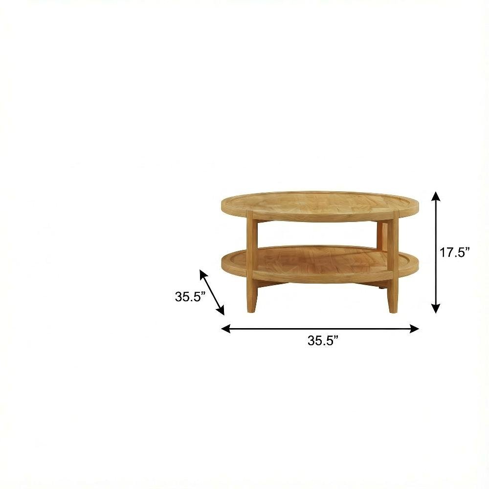 2-Piece Round Coffee and End Table Set with Transitional Style and Durable Build