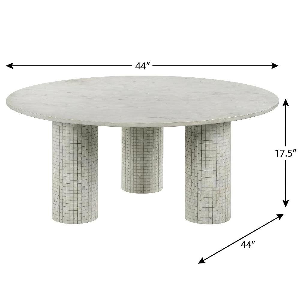 Round White Marble Coffee Table with Contemporary Design and Sturdy Build