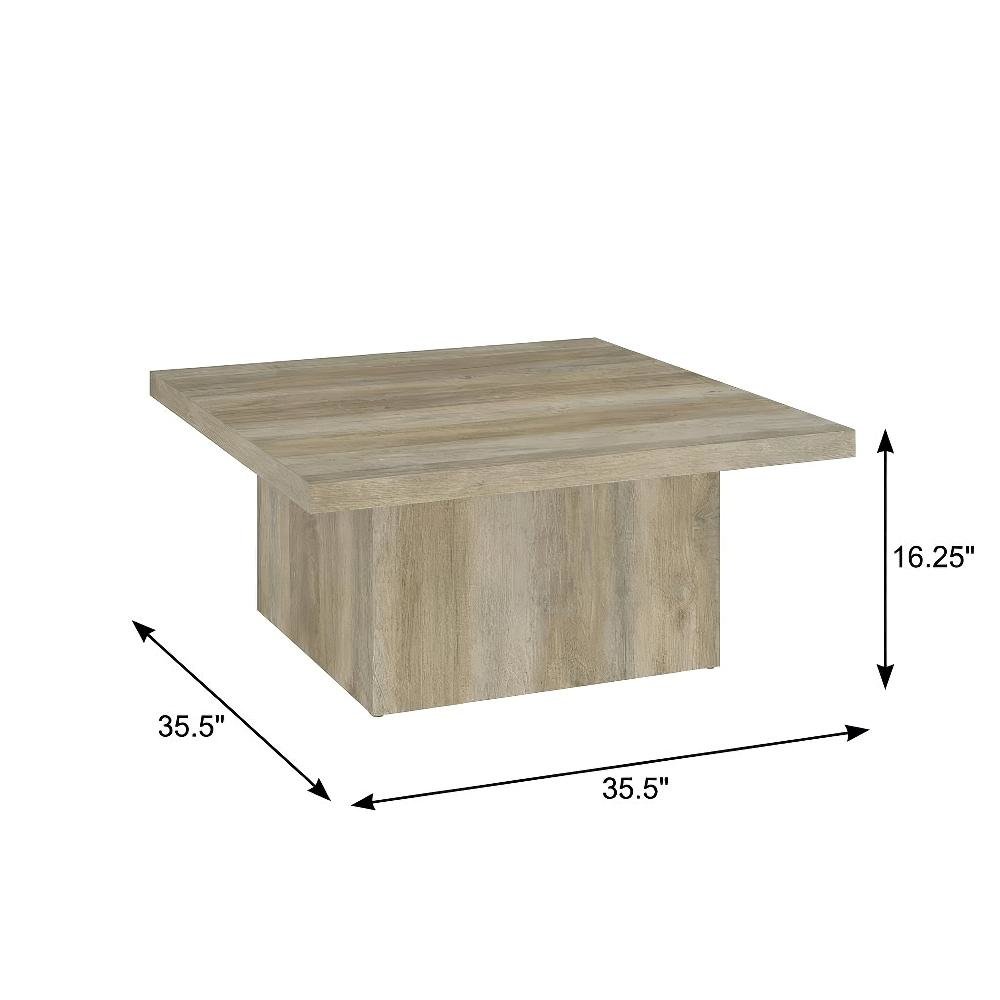 Distressed Pine 3-Piece Square Coffee and End Table Set with Plastic Glide
