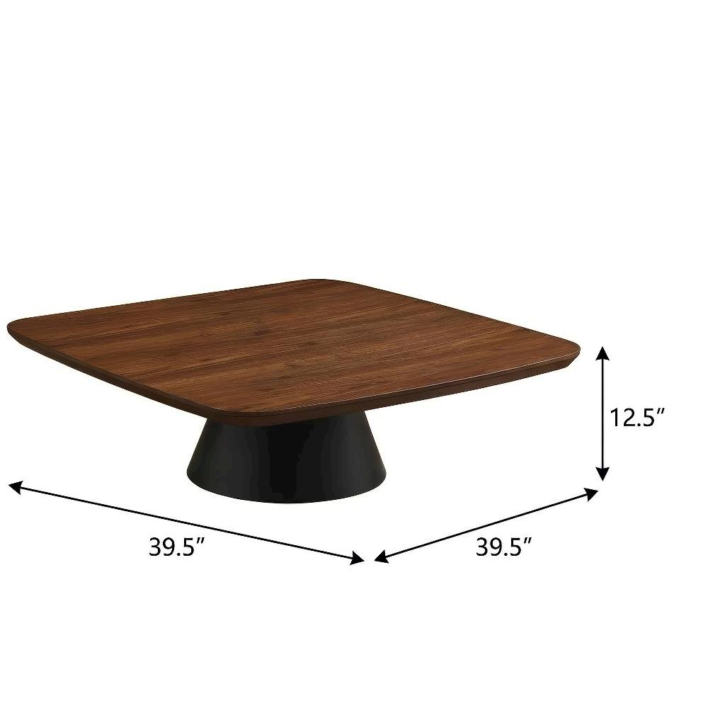 Walnut and Black 2-Piece Coffee and End Table Set with Contemporary Style