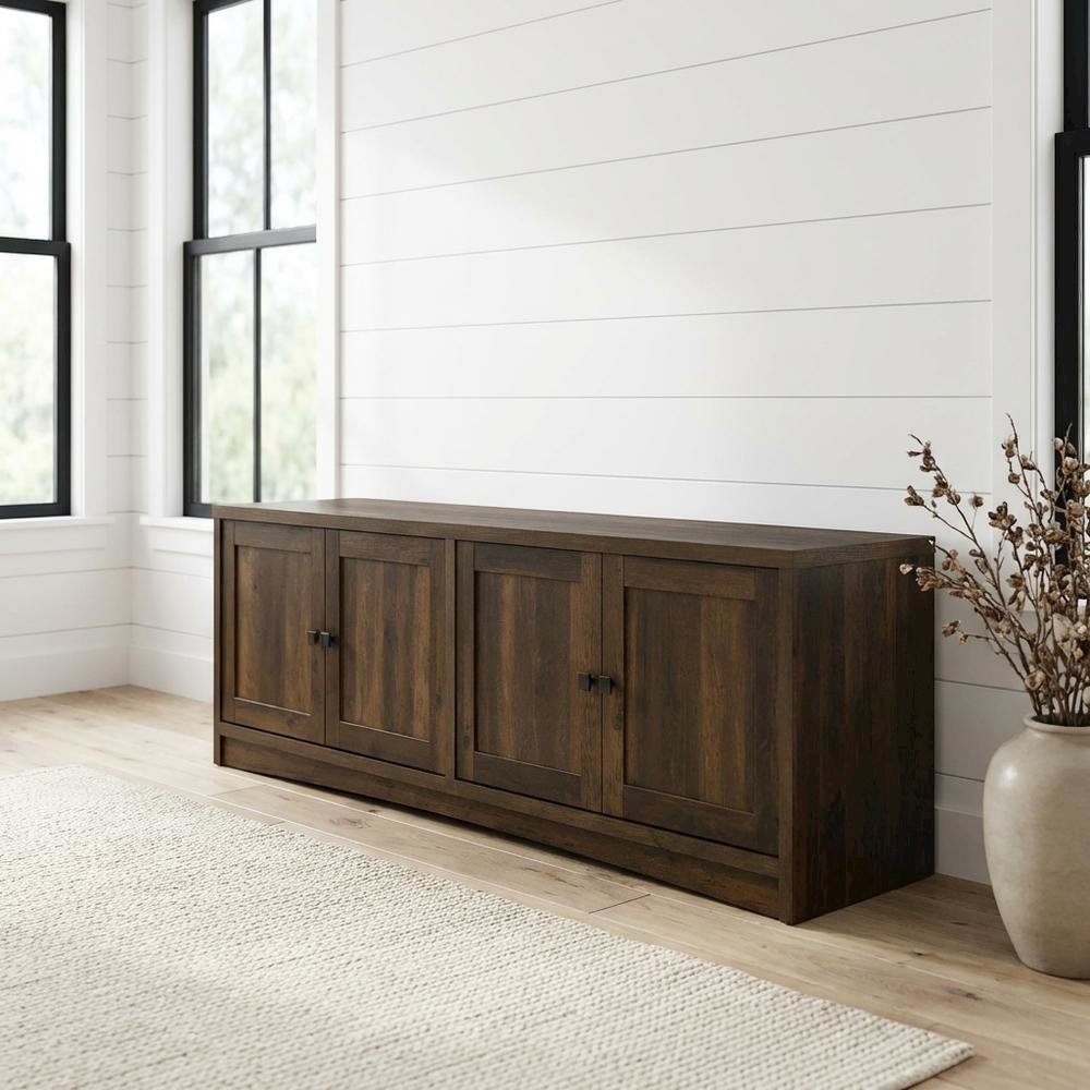 TV stand, 4 doors, engineered wood construction, transitional style