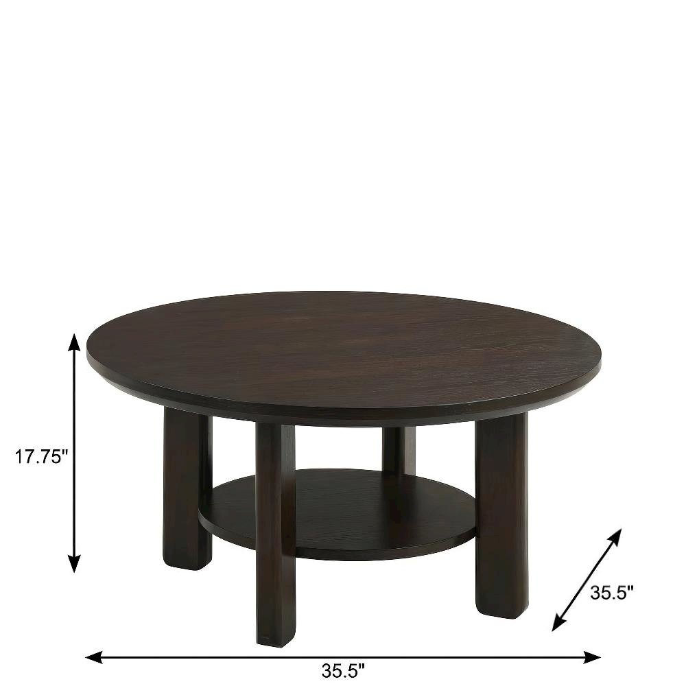 3-Piece Brown Round Wood Coffee Table Set with End Tables and Durable Design
