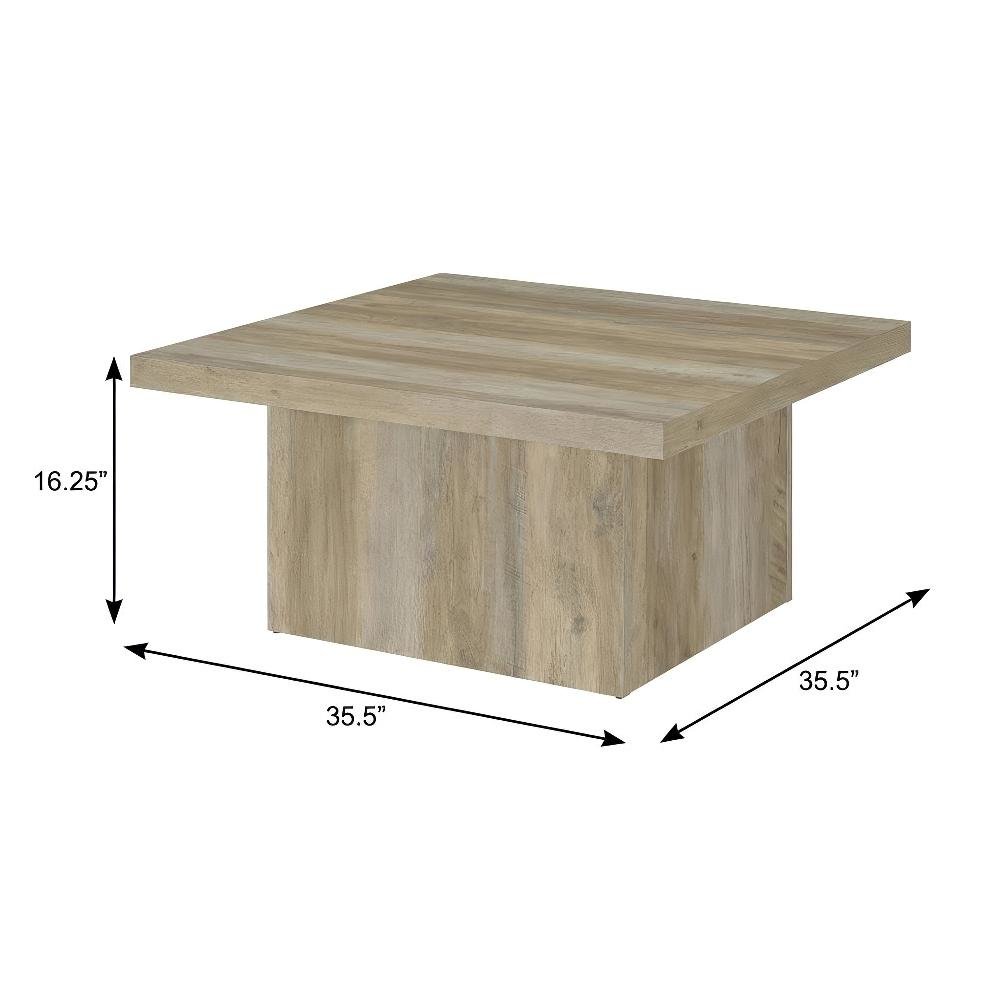 Distressed Pine 2-Piece Square Coffee and End Table Set with Plastic Glides