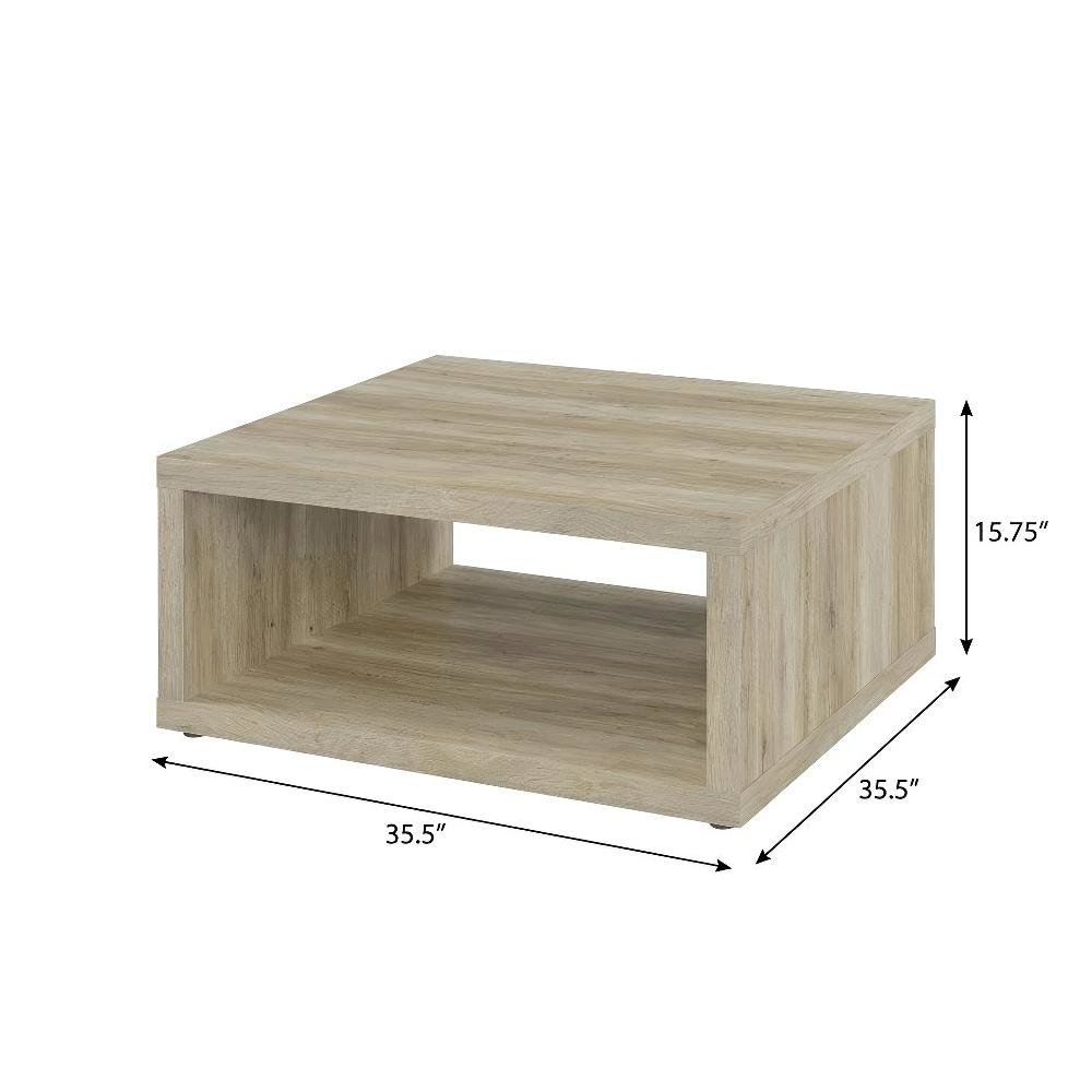 Distressed Pine 2-Piece Coffee and End Table Set with Square Shape