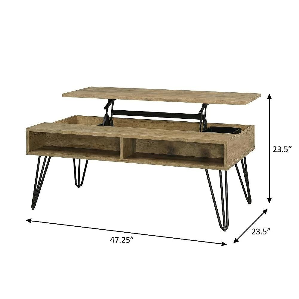 Golden Oak 2-Piece Lift Top Coffee and End Table Set with Rustic Design