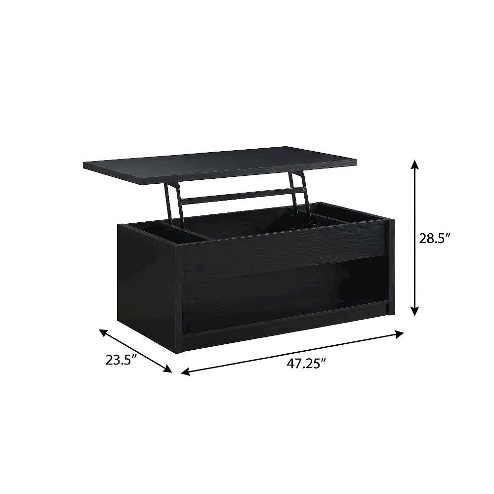 Black 3-Piece Lift Top Coffee Table Set with Casters and Rectangular Design