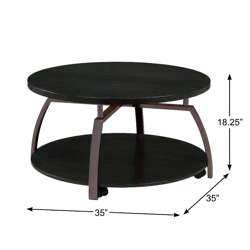 Dark Charcoal 2-Piece Round Coffee and End Table Set with Contemporary Style