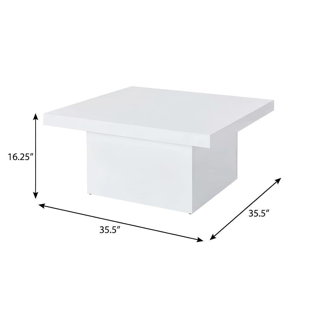White 2-Piece Square Coffee and End Table Set with High Gloss Finish