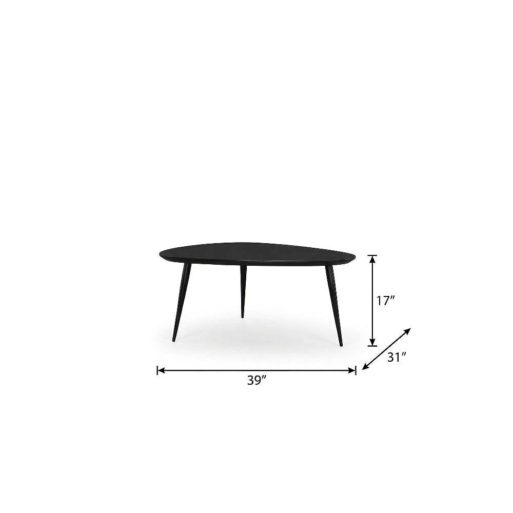Black Triangular 3-Piece Coffee and End Table Set with Mid-Century Modern Design