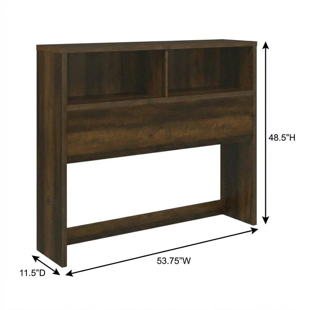 Dark Pine Full Headboard with Bookcase Storage and Adjustable Levelers