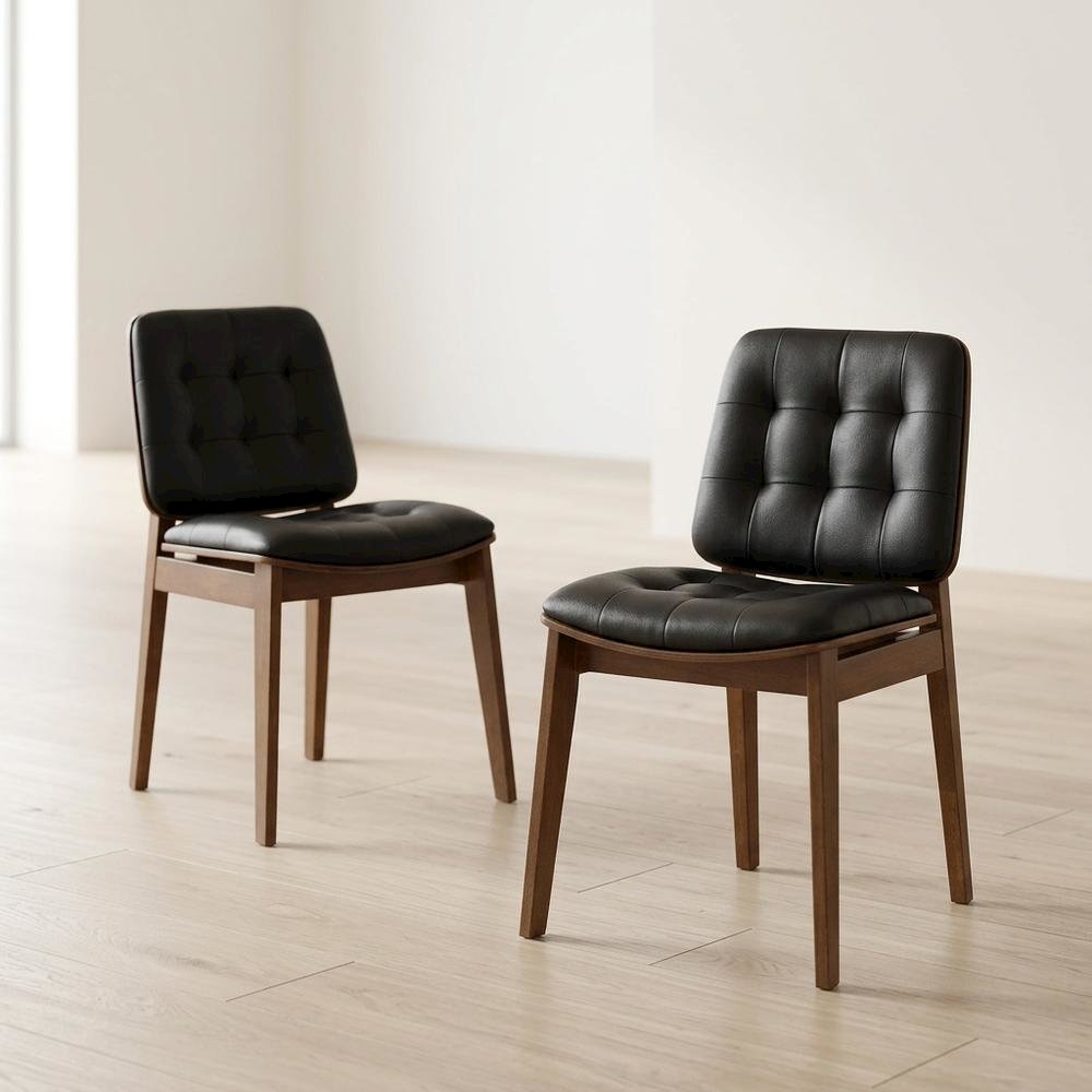 Polyester Upholstered Mid-Century Modern Dining Side Chair, Set of 2