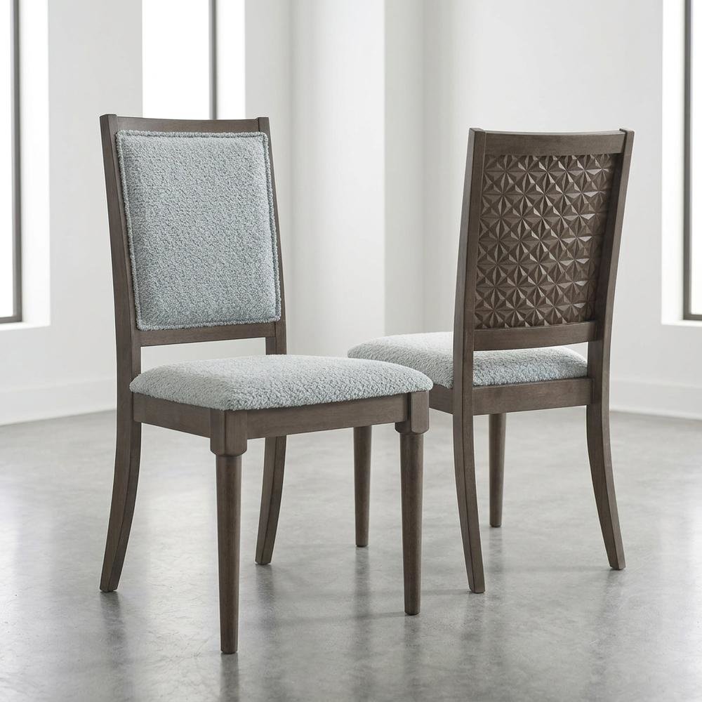 Polyester-Upholstered Mid-Century Modern Dining Side Chair, Dark Brown, Set of 2
