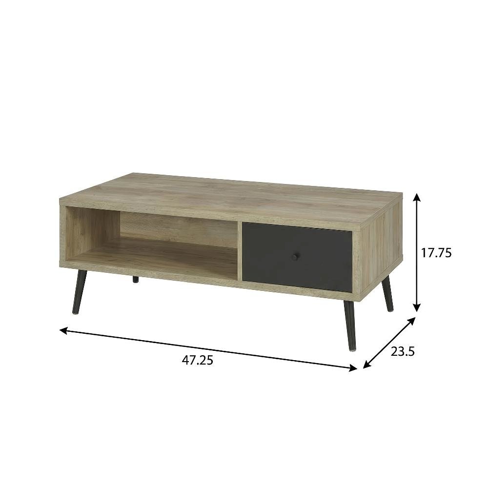 Distressed Pine 2-Piece Coffee and End Table Set with Rectangular Top