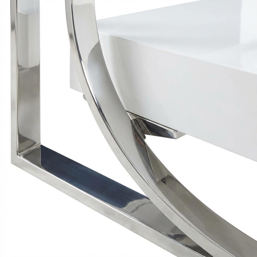 White High Gloss 48-Inch Office Desk With 2 Drawers And Contemporary Style