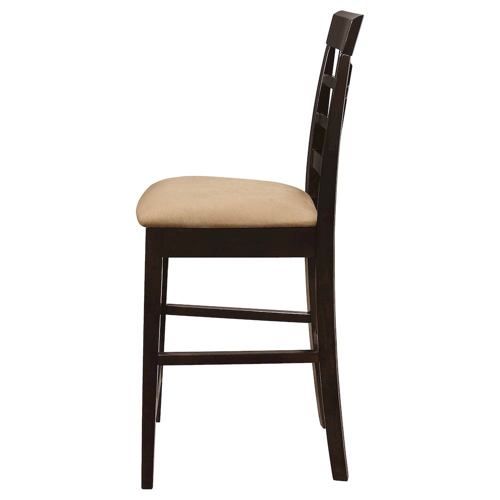 Wood Counter Stools Set of 2, Lattice Back Dining Chairs, Chestnut Finish