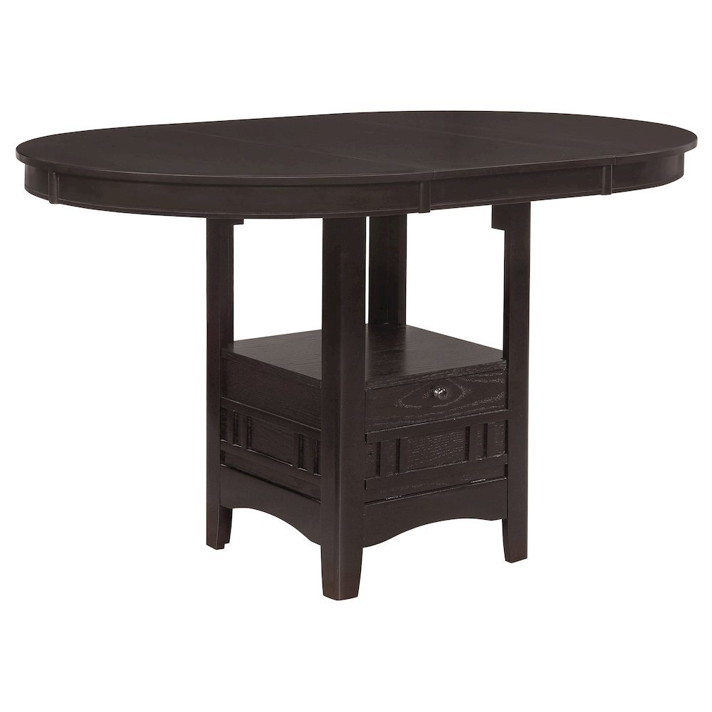 5-Piece Counter Height Dining Set, Espresso Wood, Oval Table with Storage