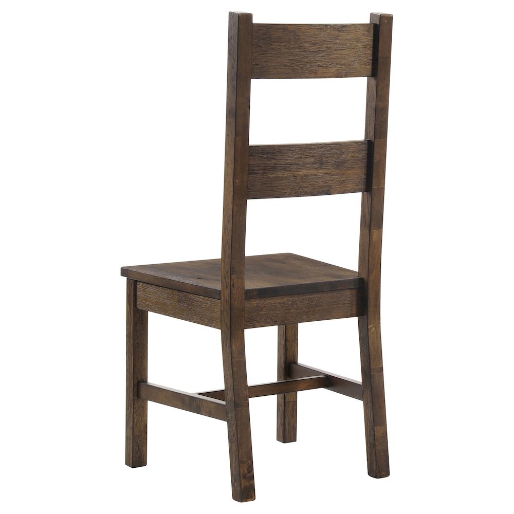 Rustic Golden Brown Wood Dining Side Chair Set of 2, Farmhouse Style