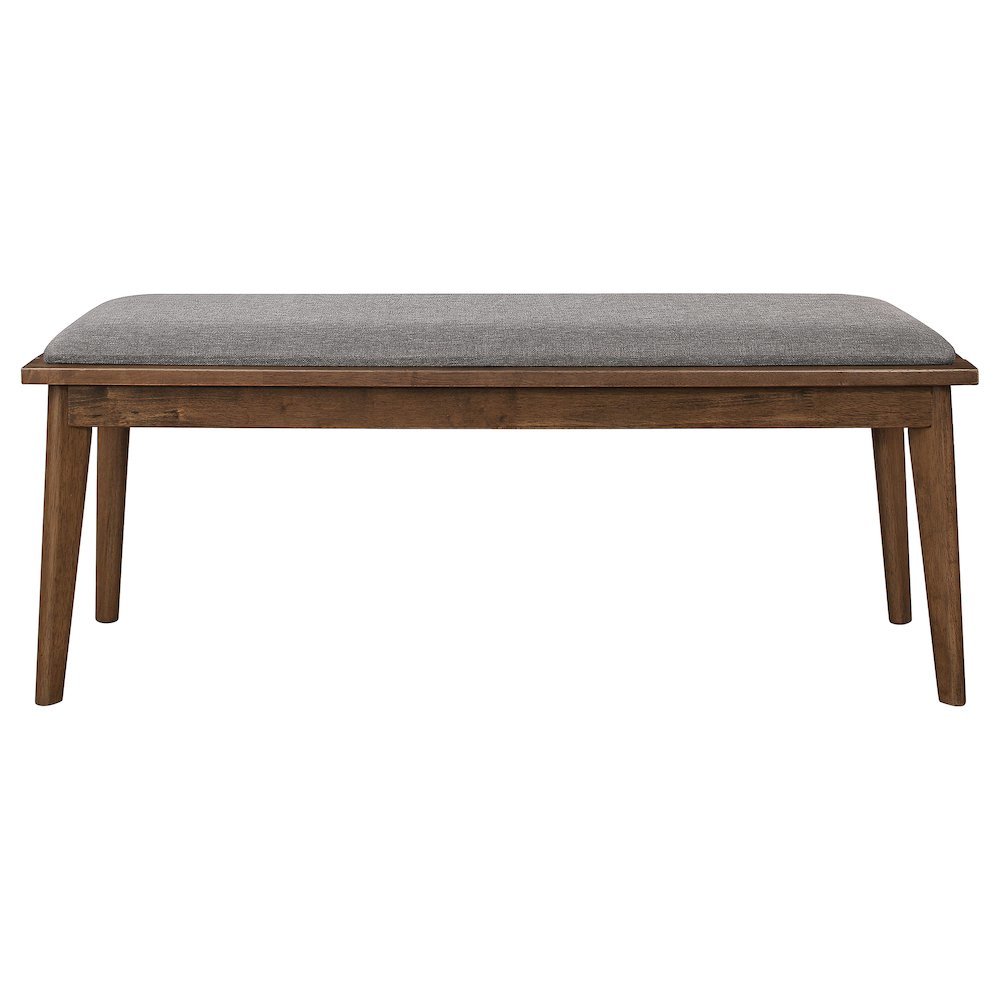 Upholstered Dining Bench with Walnut Wood Frame in Grey and Brown Finish