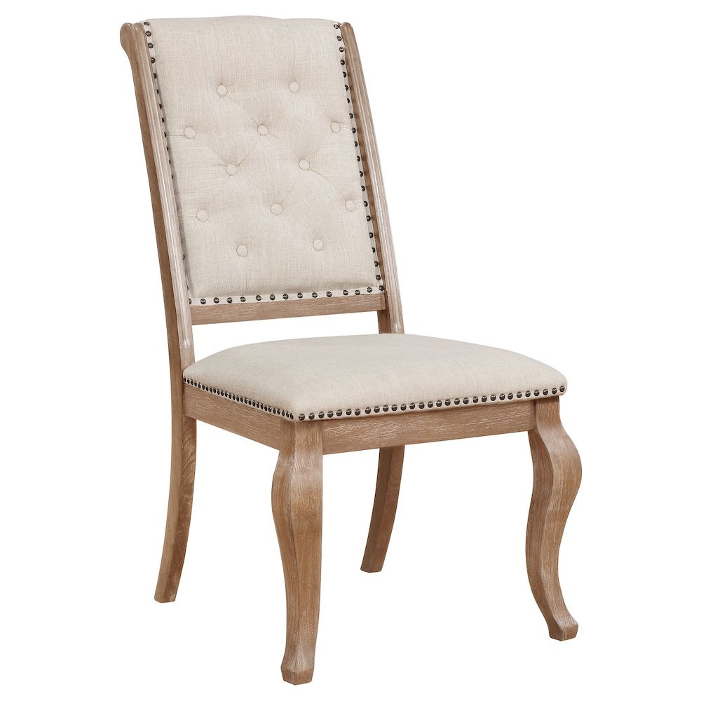 Upholstered Dining Chairs (Set of 2), Button Tufted, Barley Brown