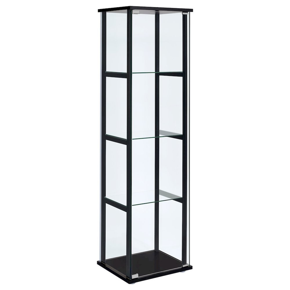 Black Glass Display Cabinet Curio Cabinet with Glass Doors and Shelves