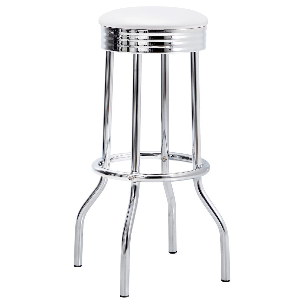 White Swivel Bar Stools - Modern Upholstered Metal Barstools, Set of 2