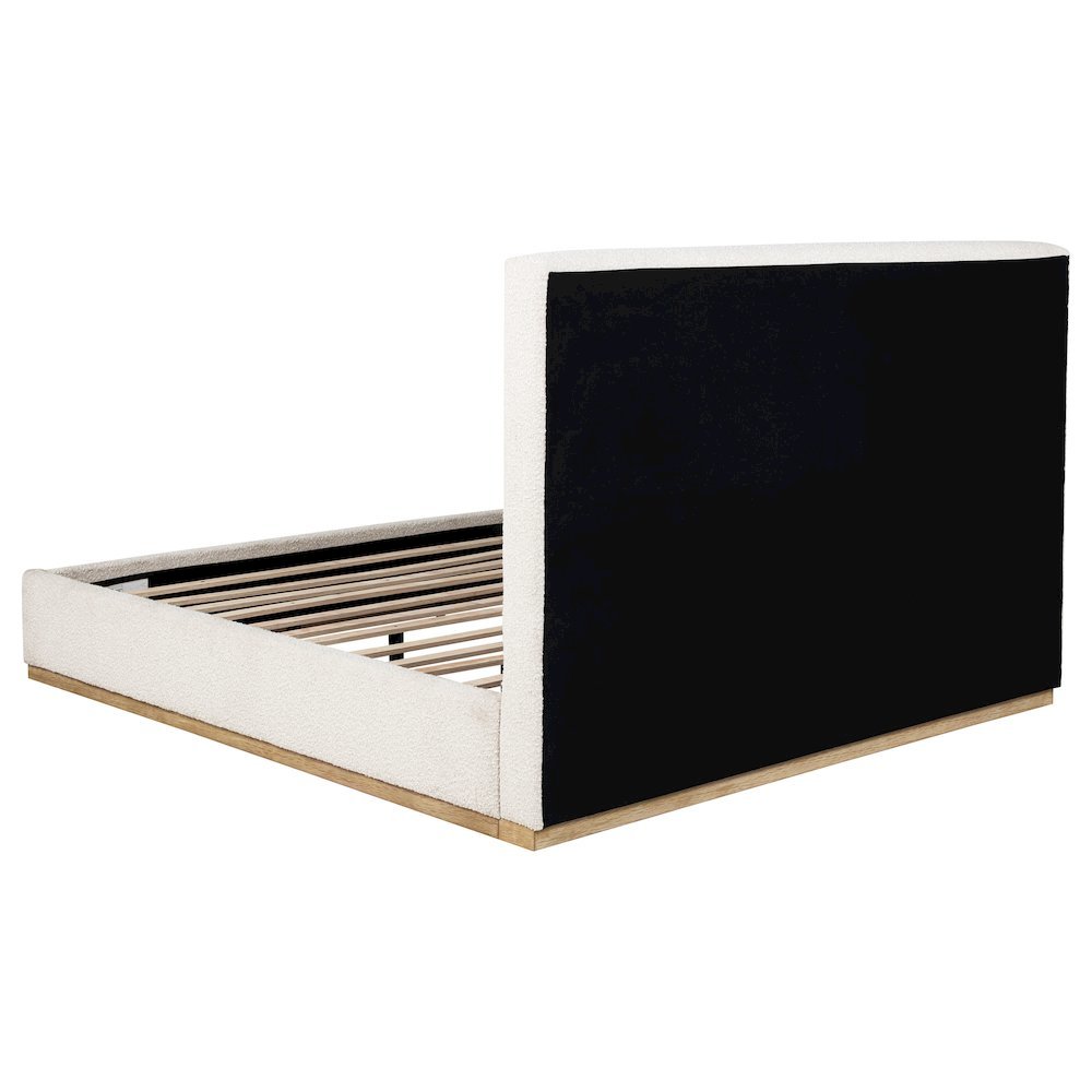 Beige King Size Upholstered Bed Frame, Elegant Upholstered Bed Frame King