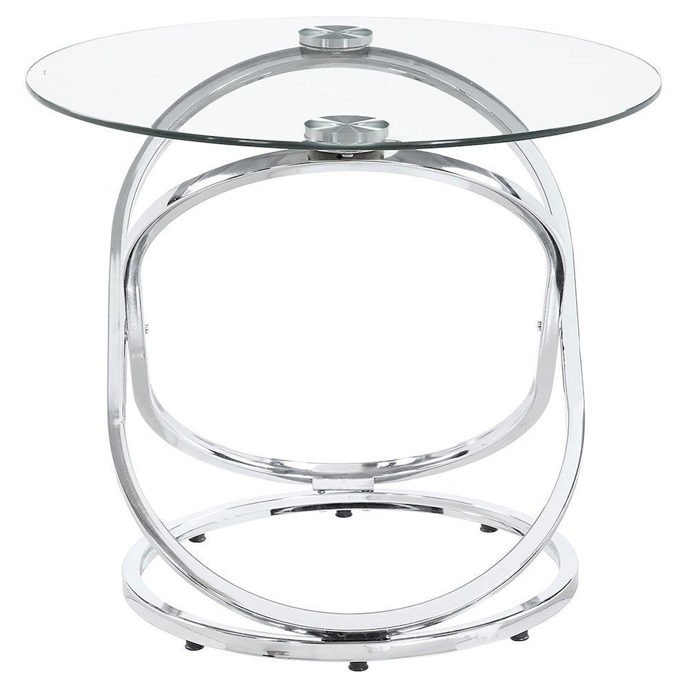 Sculptural 3-Piece Oval Coffee Table Set, Glass Top, Chrome