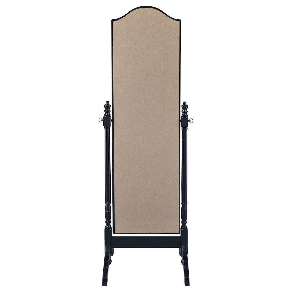 Traditional Full Length Cheval Mirror, Black Wood Frame, Arched Top