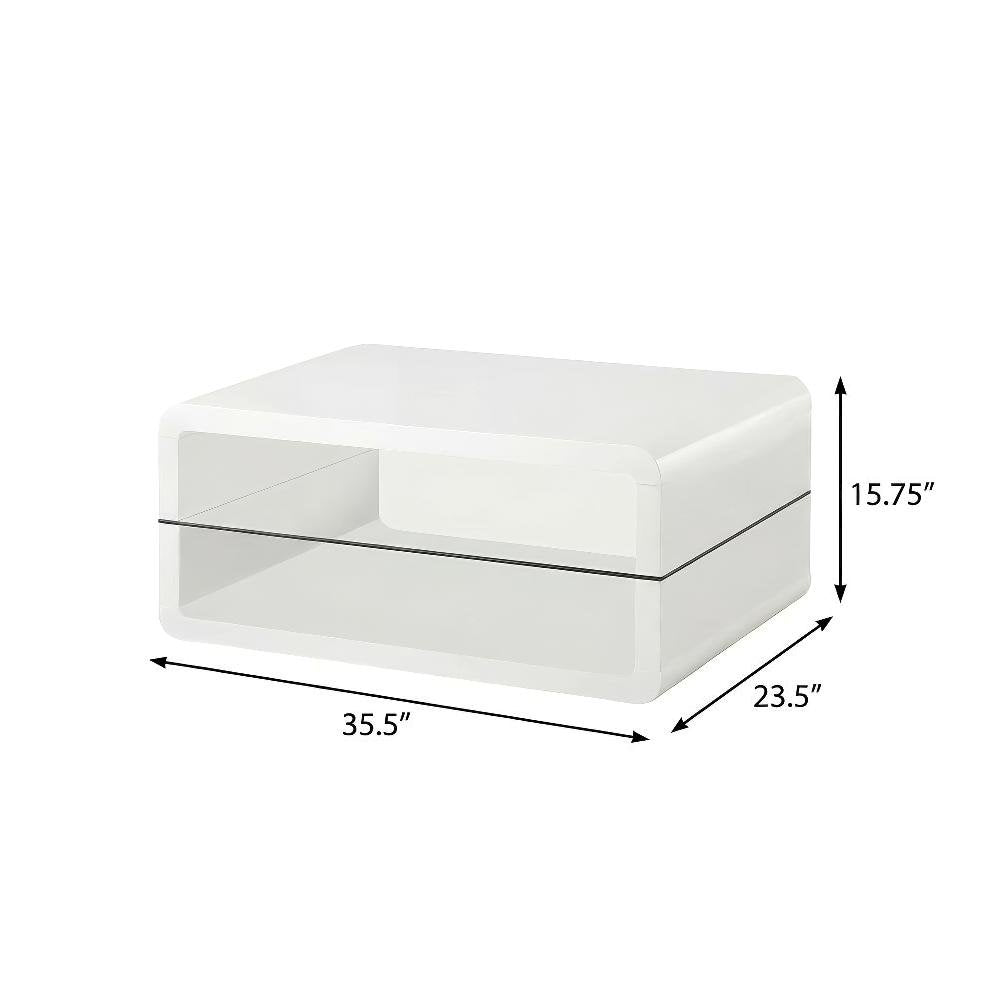 White 3-Piece Coffee and End Table Set with High Gloss Finish and Plastic Glides