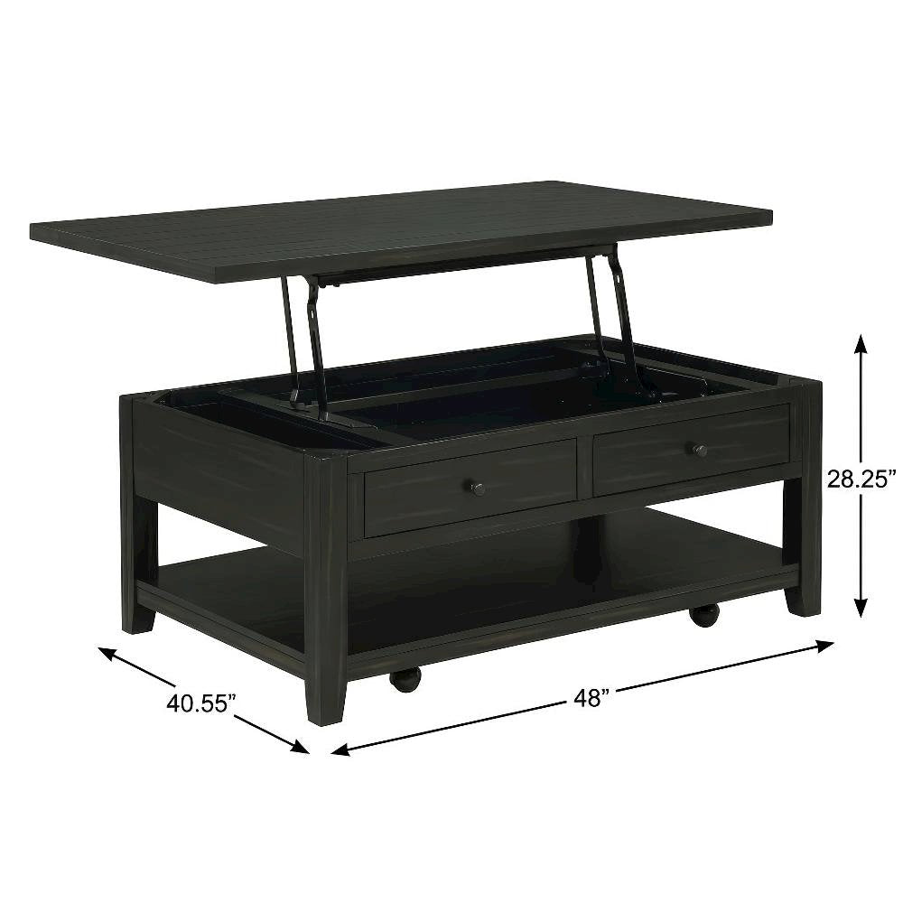 Distressed Java Mobile Lift Top Coffee Table Rectangular Coastal Style