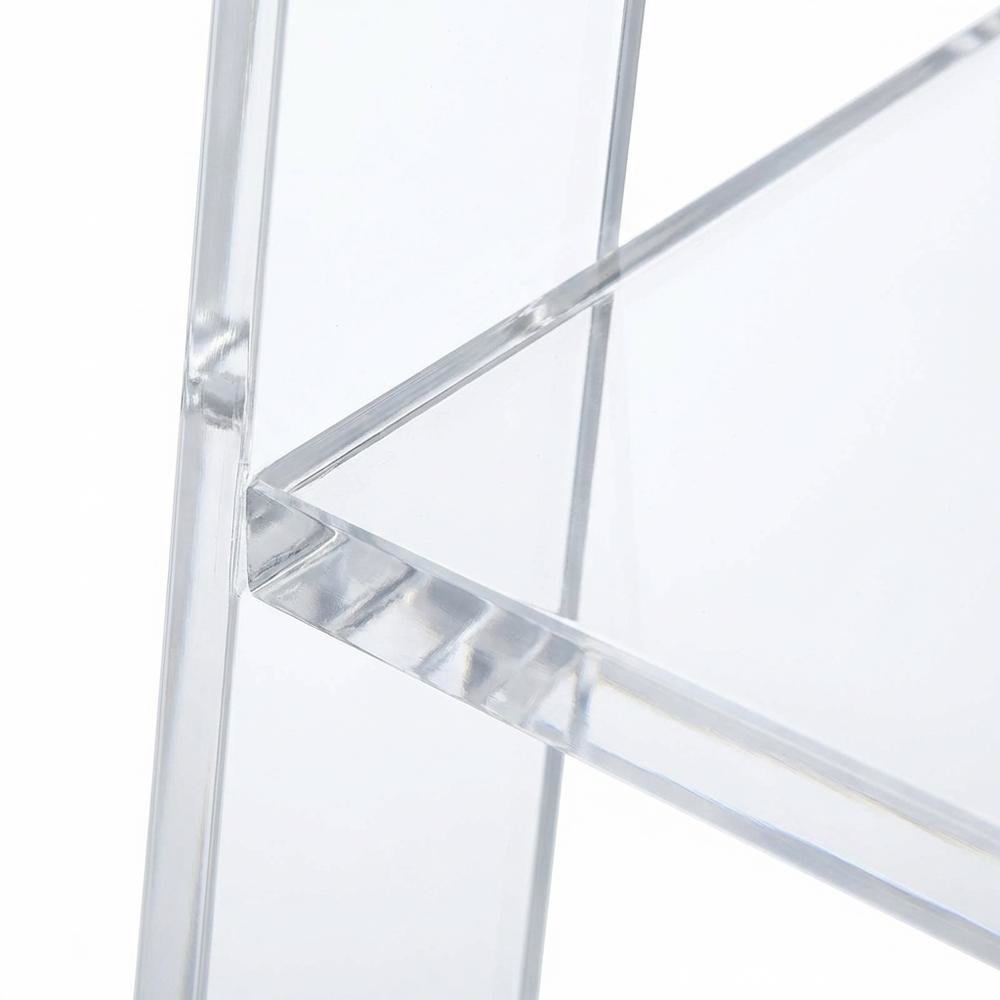 Clear 72-Inch Ladder Bookshelf with 4 Shelves and Tipover Restraint