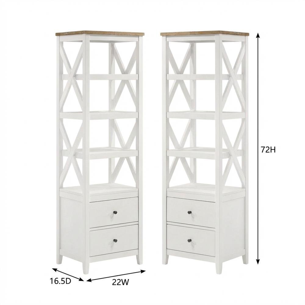 Brown Wood Media Tower With 4 Shelves And Drawers For Stylish Storage