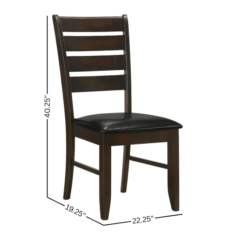 Brown Dining Chair Set of 2, Ladder Back, Upholstered Seat Kitchen Chairs
