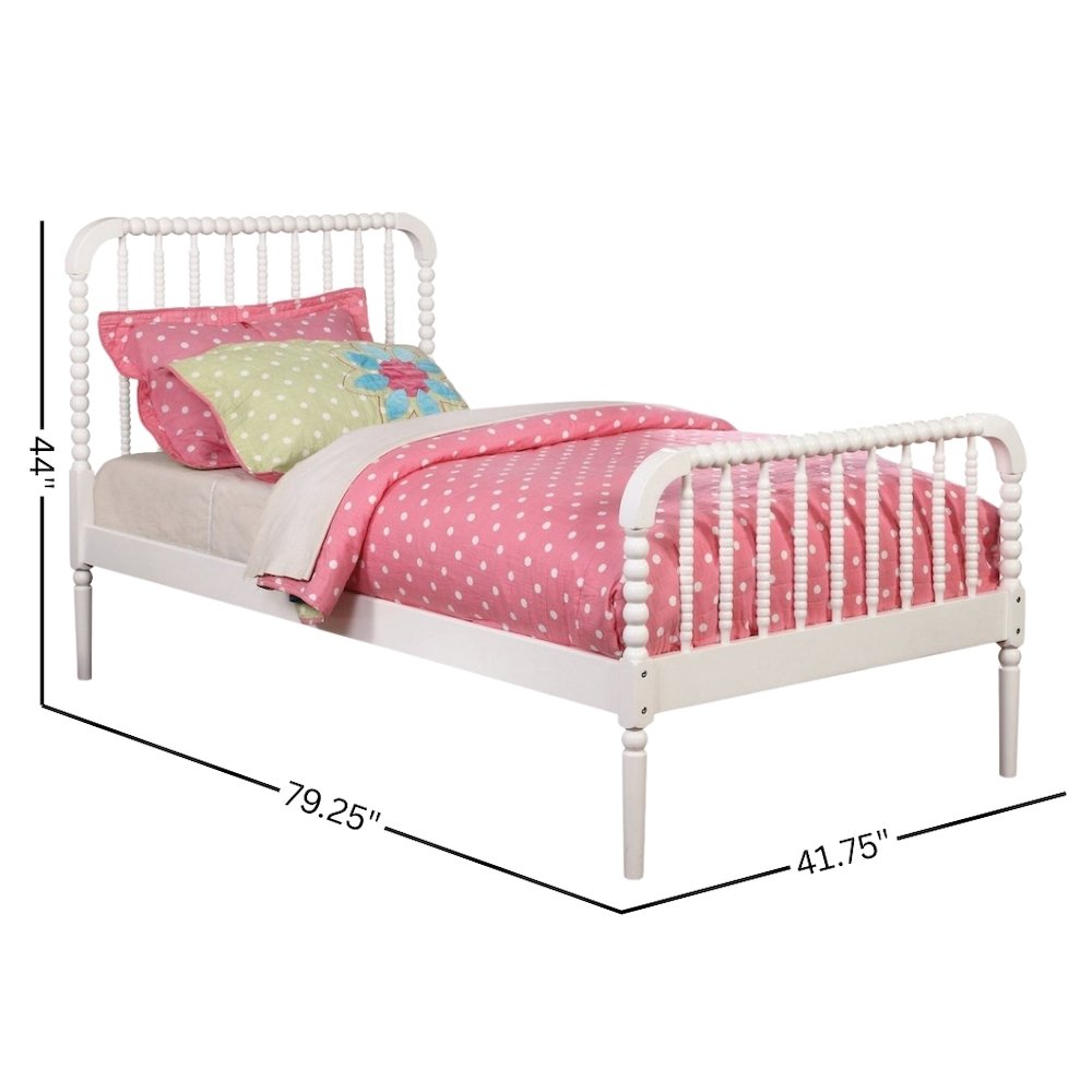 White Twin Bed Frame with Headboard - Classic Solid Wood Bed Frame