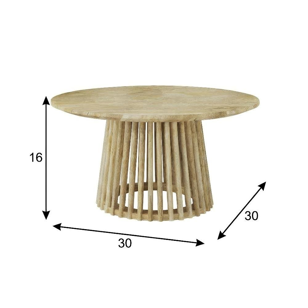 Mango-Finish Round 3-Piece Coffee and End Table Set with Durable Wood