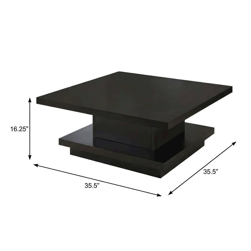 Cappuccino 2-Piece Square Coffee and End Table Set with Plastic Glide