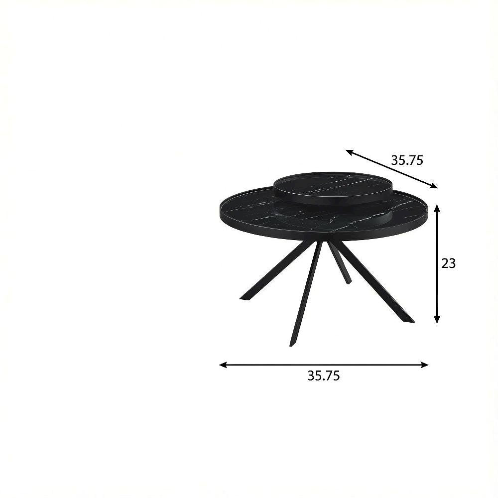 2-Piece Round Black Coffee and End Table Set with Levelers