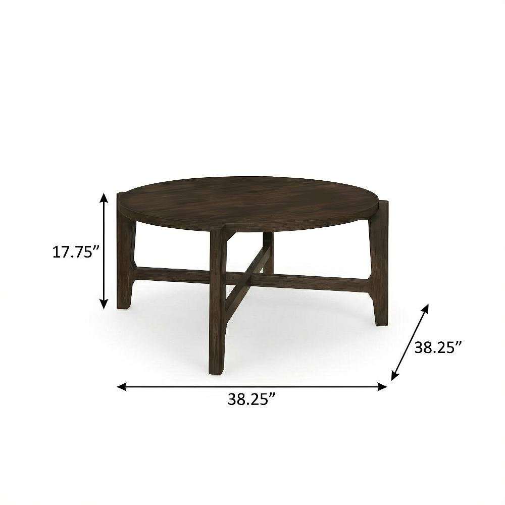 Dark Brown 3-Piece Solid Wood Coffee and End Table Set with Round Shape