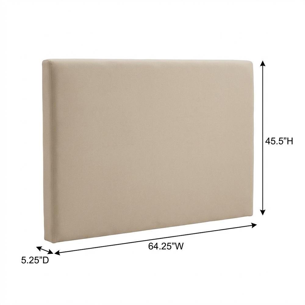 Ivory Upholstered Queen Full Panel Headboard, Polyester Fabric
