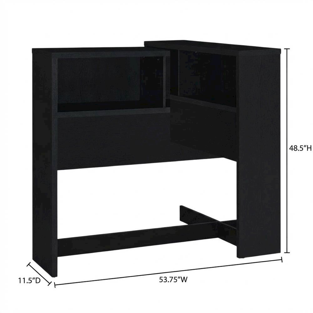 Black Full Headboard with Built-In Bookcase and Plastic Glide for Full Bed