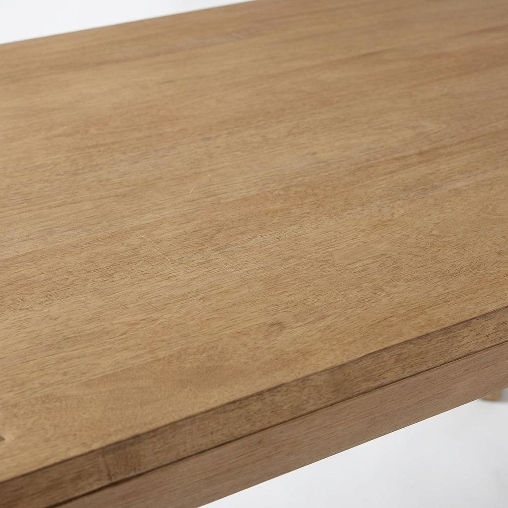 Natural Brown Rectangular Dining Table, Contemporary Wood, Seats 6
