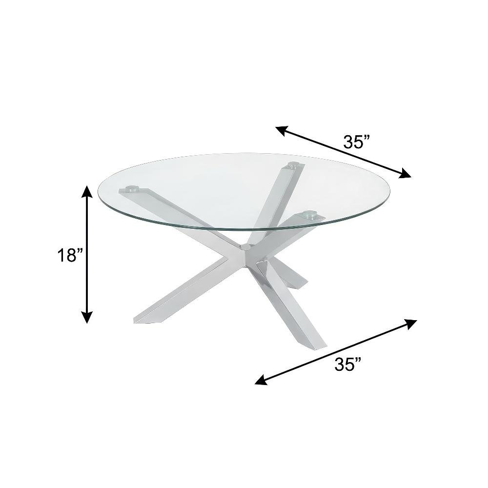 3-Piece Chrome Round Coffee and End Table Set with Plastic Glides